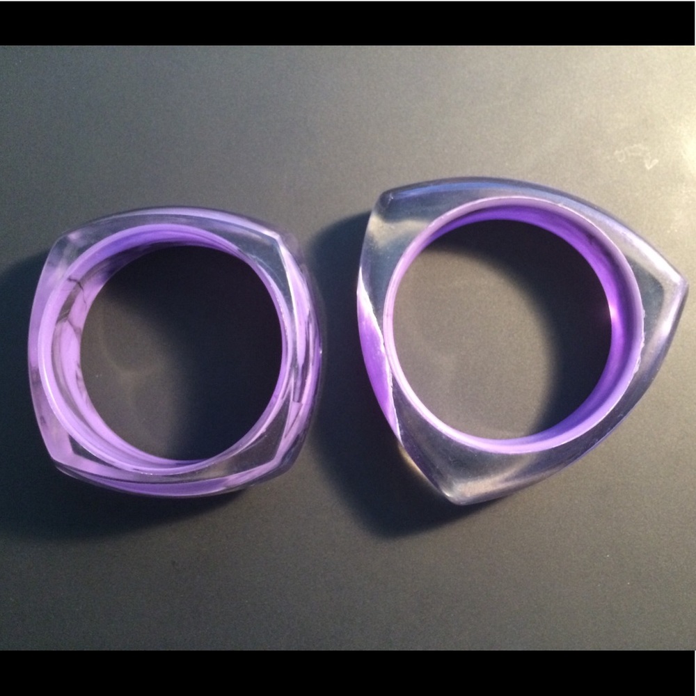 Purple Acrylic Square and Triangle Bracelets